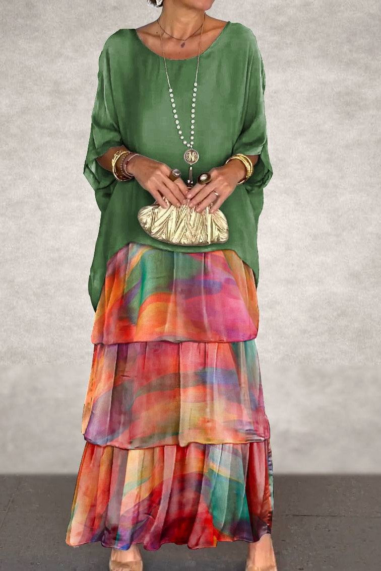 Abito A Strati Verde Arancione – Stunning, Confident & Ready to Shine in Elegance [Abito Donna] 0