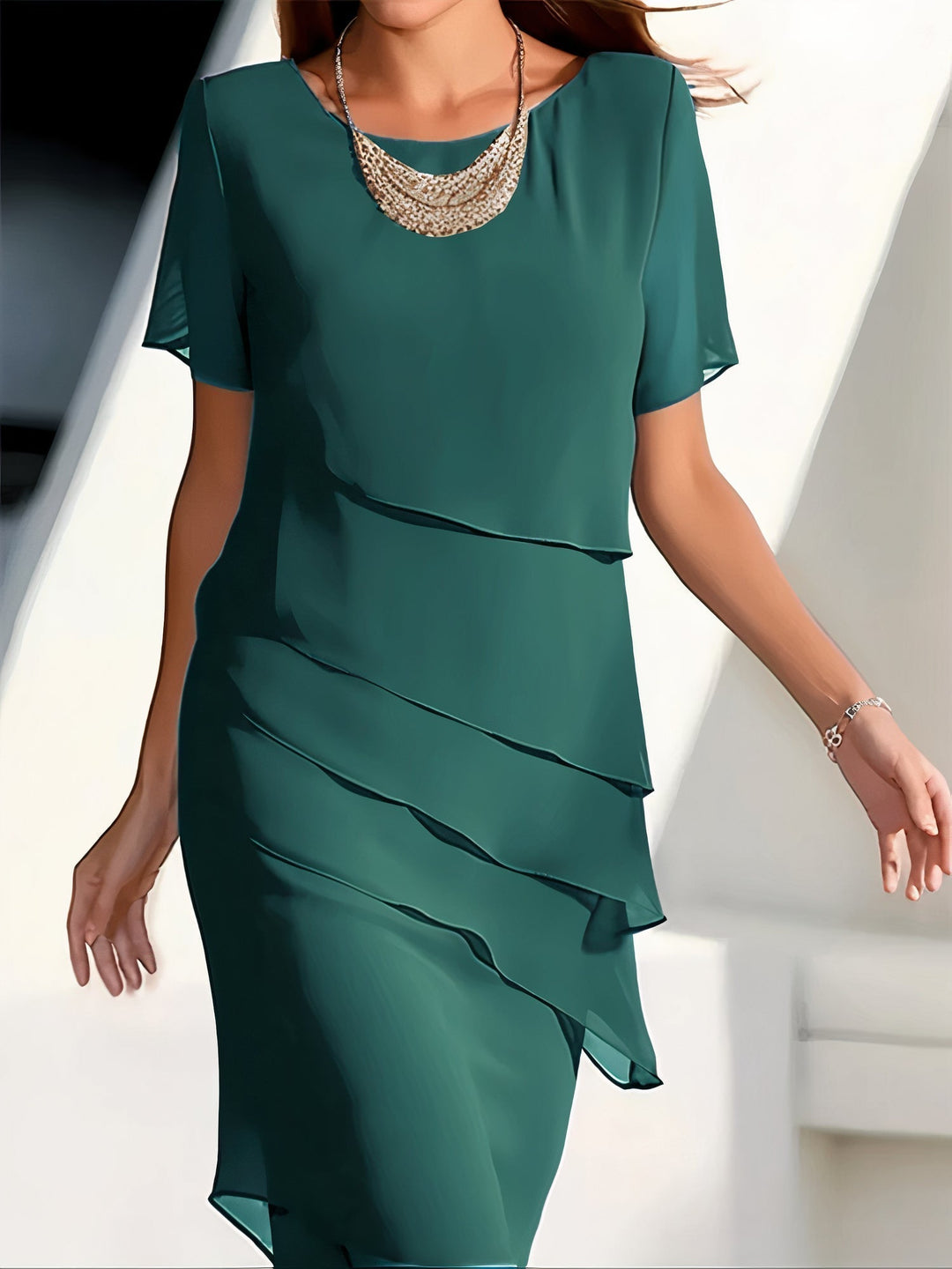 Abito In Chiffon Di Seta Plissettato 2