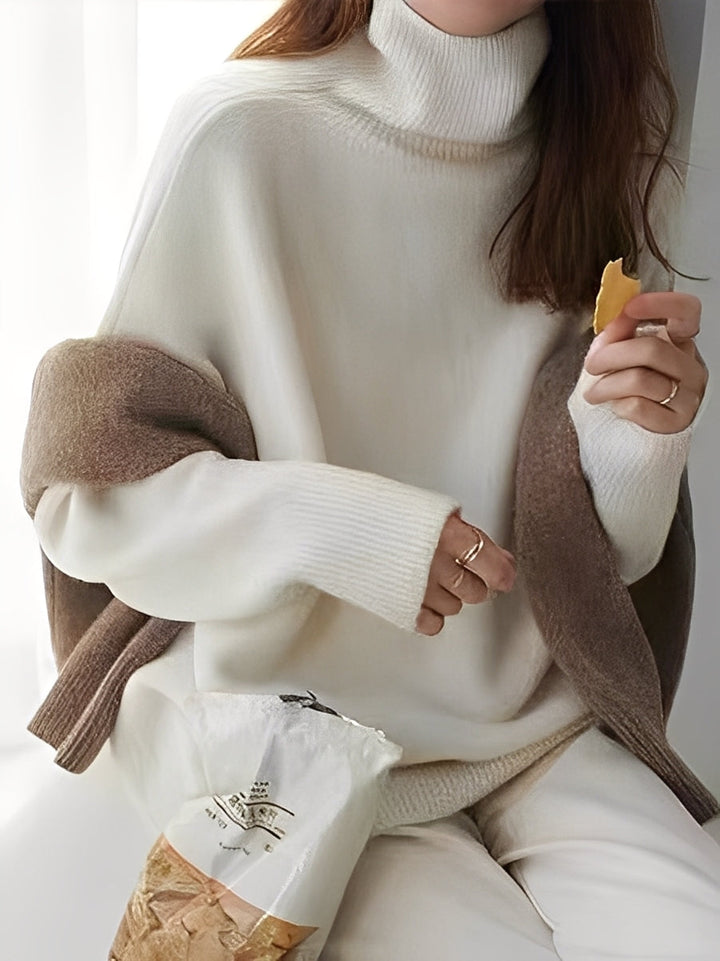 Adrienne - Elegante maglione a collo alto in cashmere dal taglio morbido 0