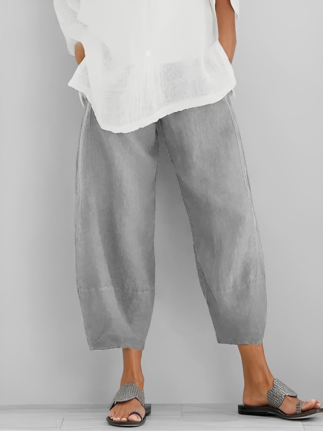 Alethea - Pantaloni larghi in lino dal look casual 1