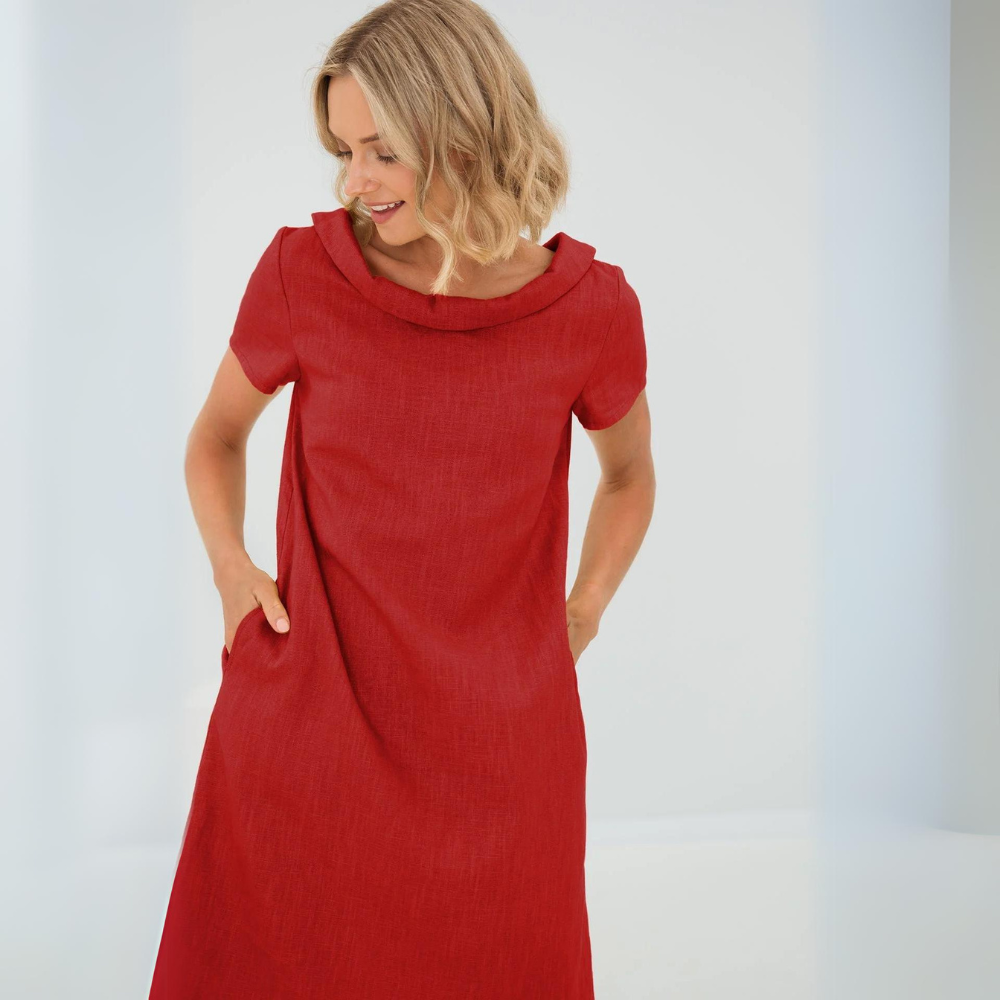 Alina | Abito In Morbido Lino Con Tasche 5