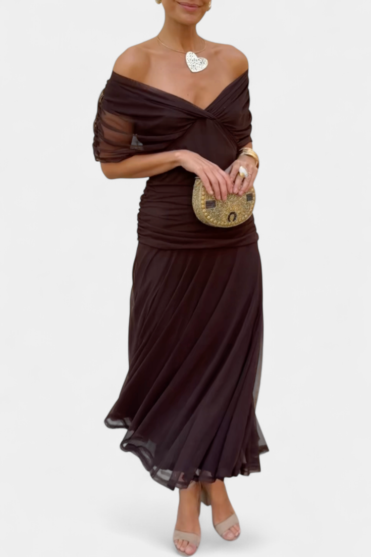 Amarra™ – Abito Lungo Elegante in Chiffon Drappeggiato 1