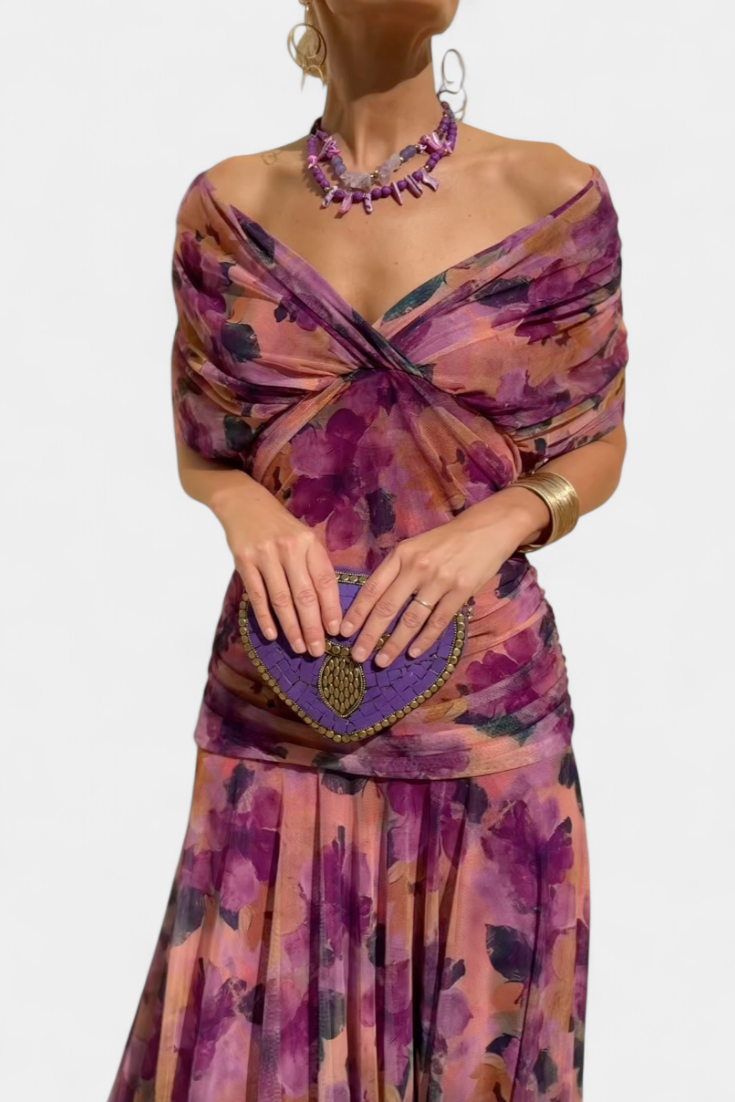 Amarra™ – Abito Lungo Elegante in Chiffon Drappeggiato 4
