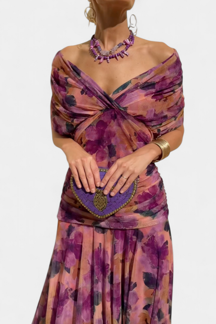 Amarra™ – Abito Lungo Elegante in Chiffon Drappeggiato 4