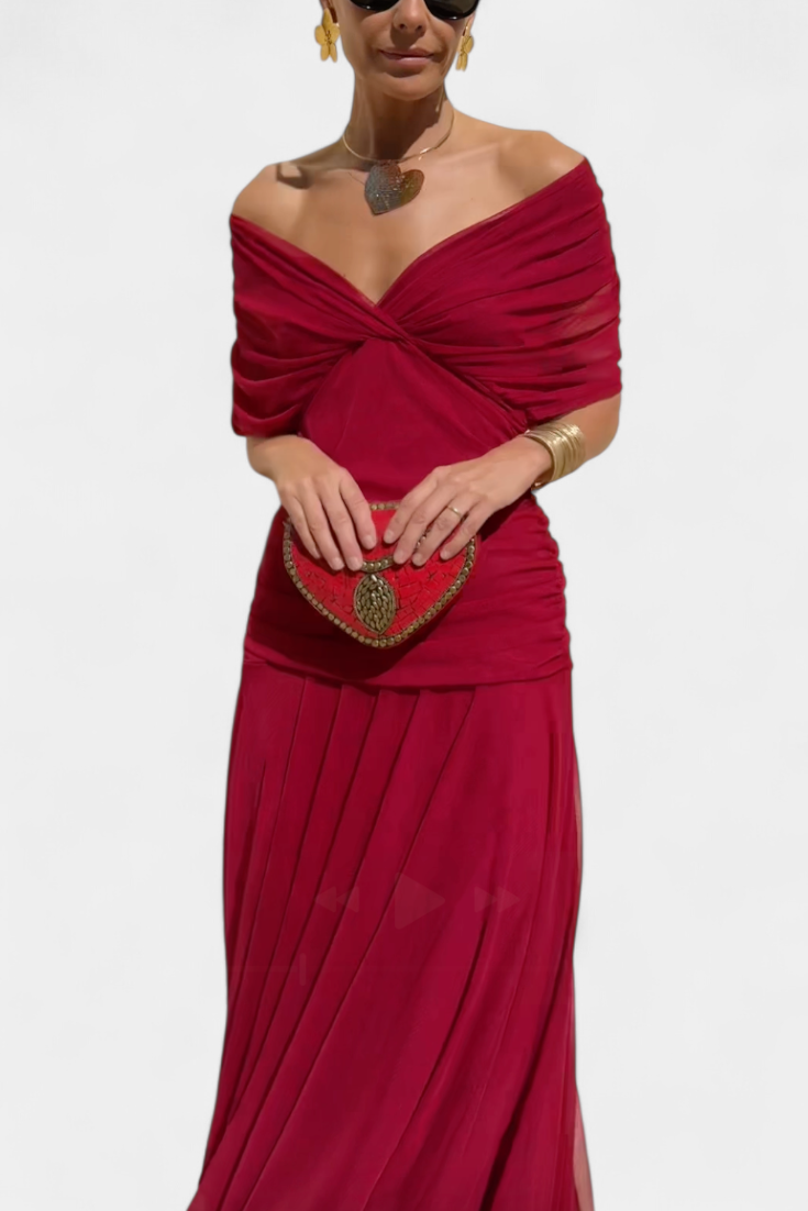 Amarra™ – Abito Lungo Elegante in Chiffon Drappeggiato 8