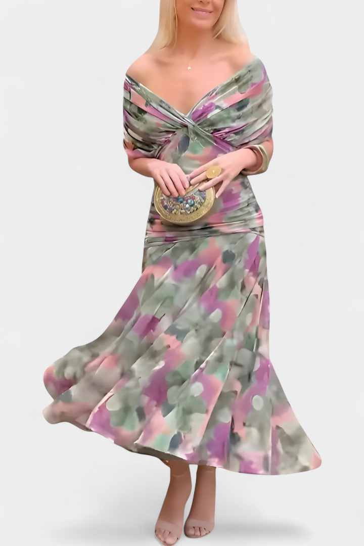 Amarra™ – Abito Lungo Elegante in Chiffon Drappeggiato 9