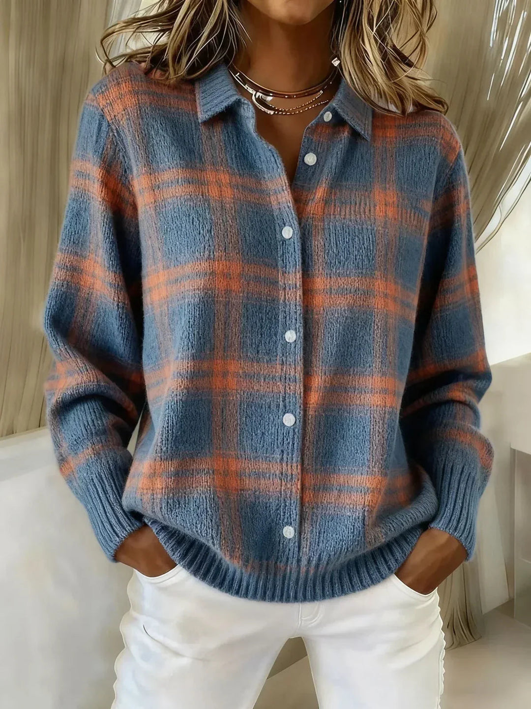 Anna™ | Cardigan in Morbido Maglione a Quadri 7