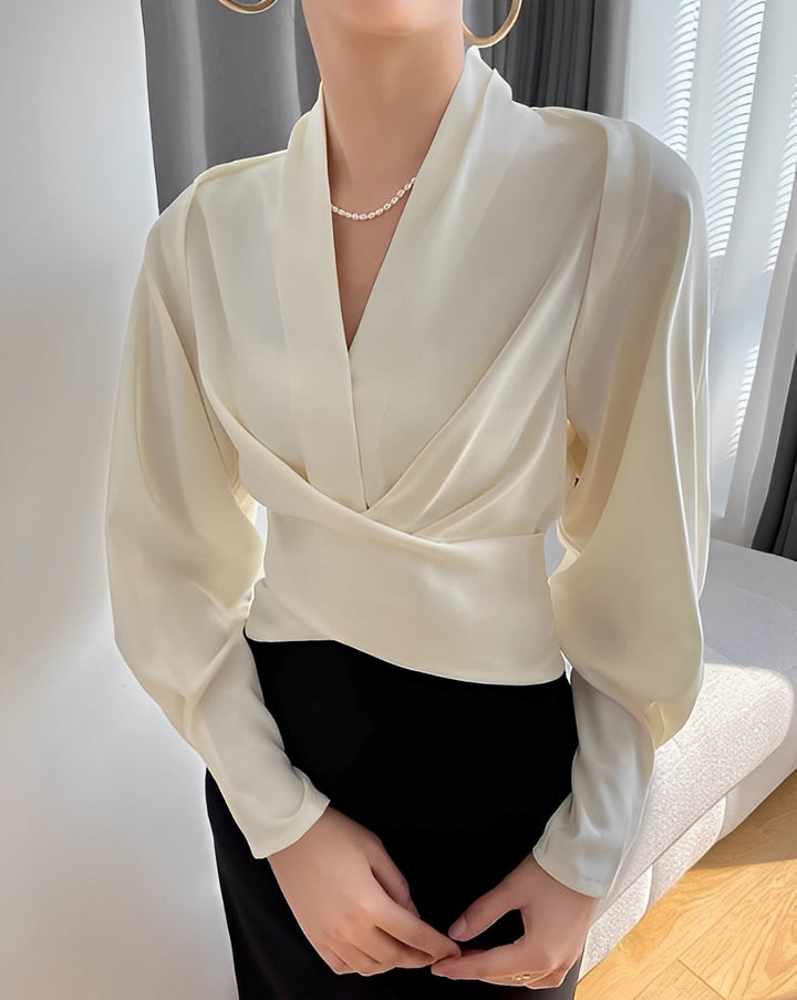 Annora - Elegante camicia di satin a maniche lunghe per donne 3