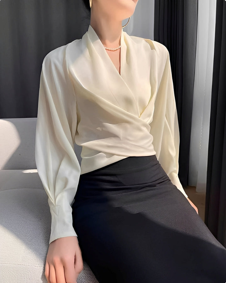 Annora - Elegante camicia di satin a maniche lunghe per donne 4