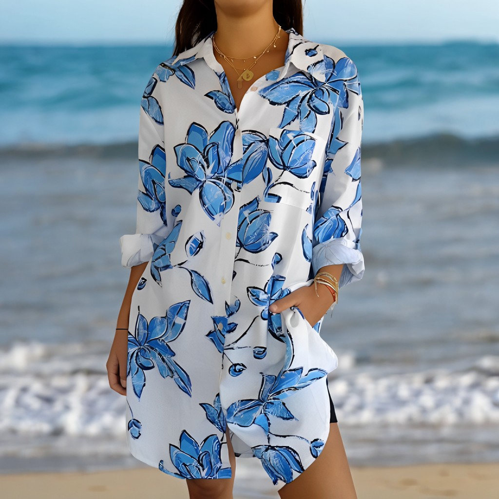 Ariel - Abito camicia da spiaggia morbido per donne 0