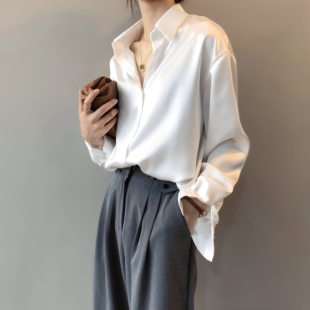 Briana - Elegante blusa in satin e seta con bottoni per donne 1
