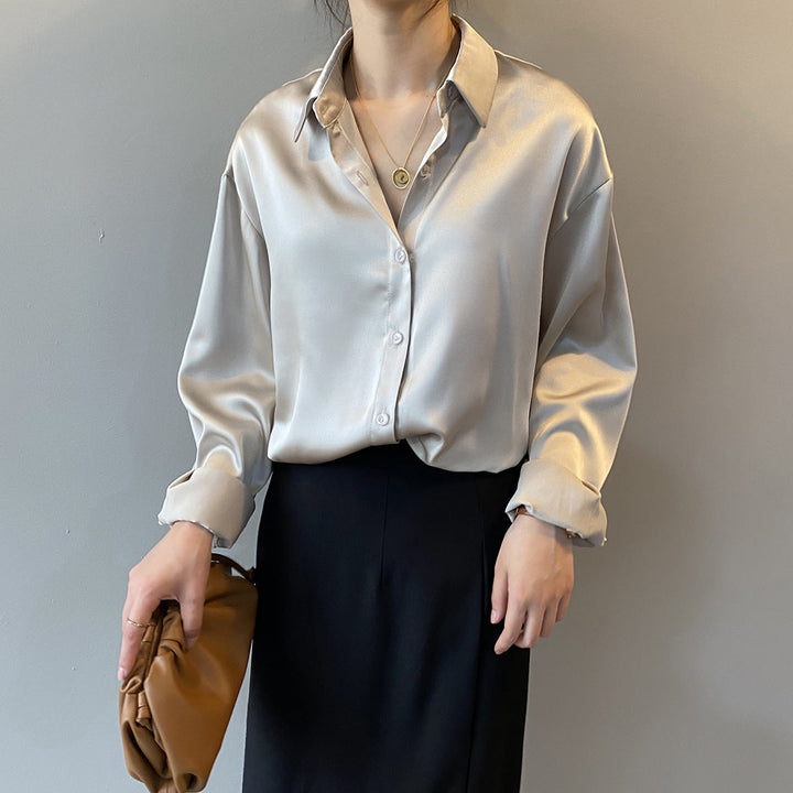 Briana - Elegante blusa in satin e seta con bottoni per donne 2