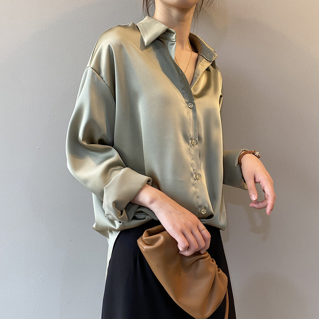 Briana - Elegante blusa in satin e seta con bottoni per donne 3