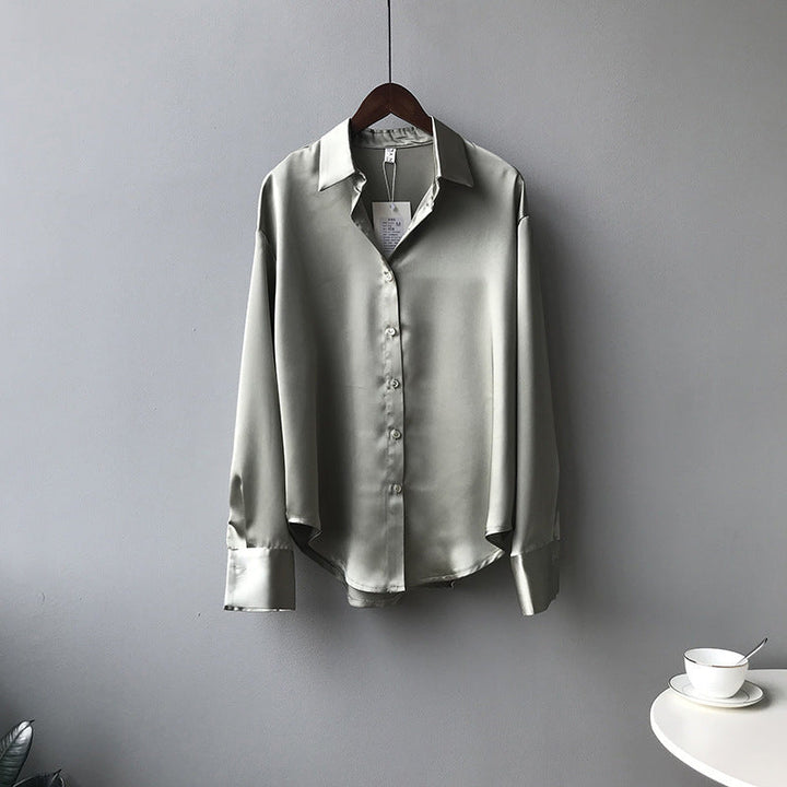 Briana - Elegante blusa in satin e seta con bottoni per donne 5