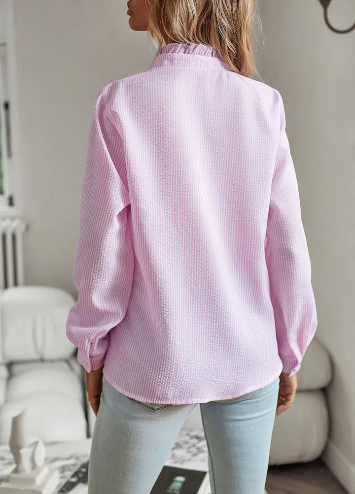 Bridgette - Elegante camicia con volant a righe per donne 2