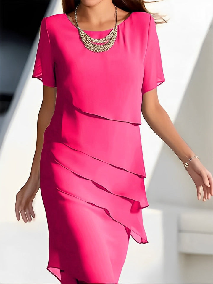 Carmel - Elegante abito in chiffon con patchwork per donne 1