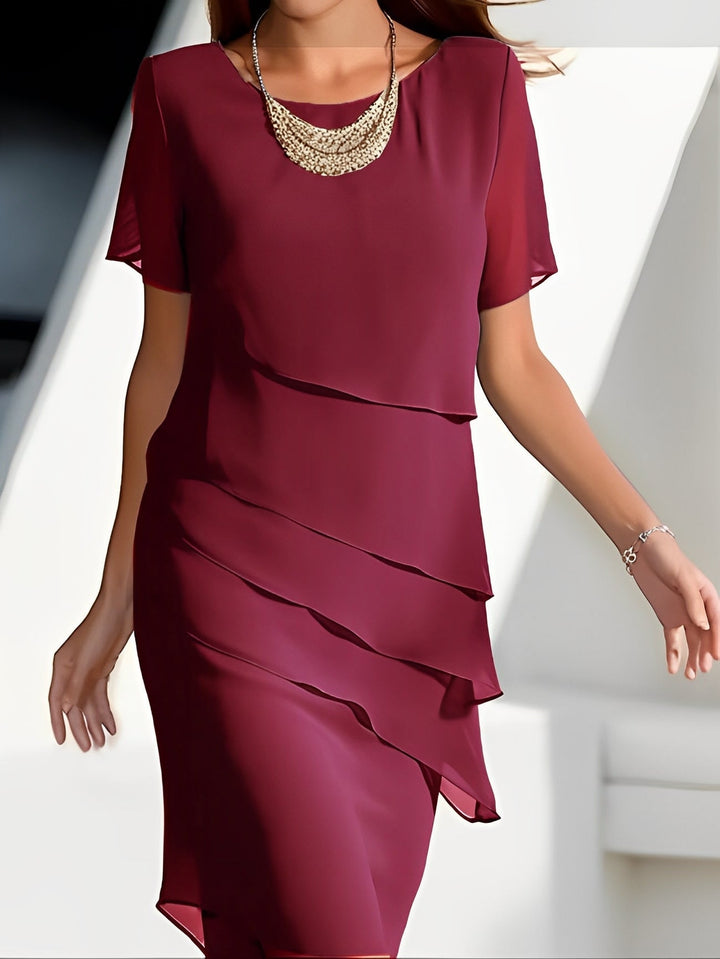 Carmel - Elegante abito in chiffon con patchwork per donne 3