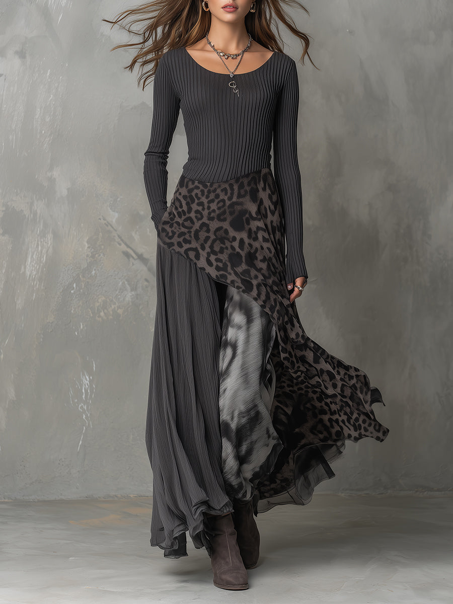 Carmen | Abito maxi boho con stampa leopardata 0