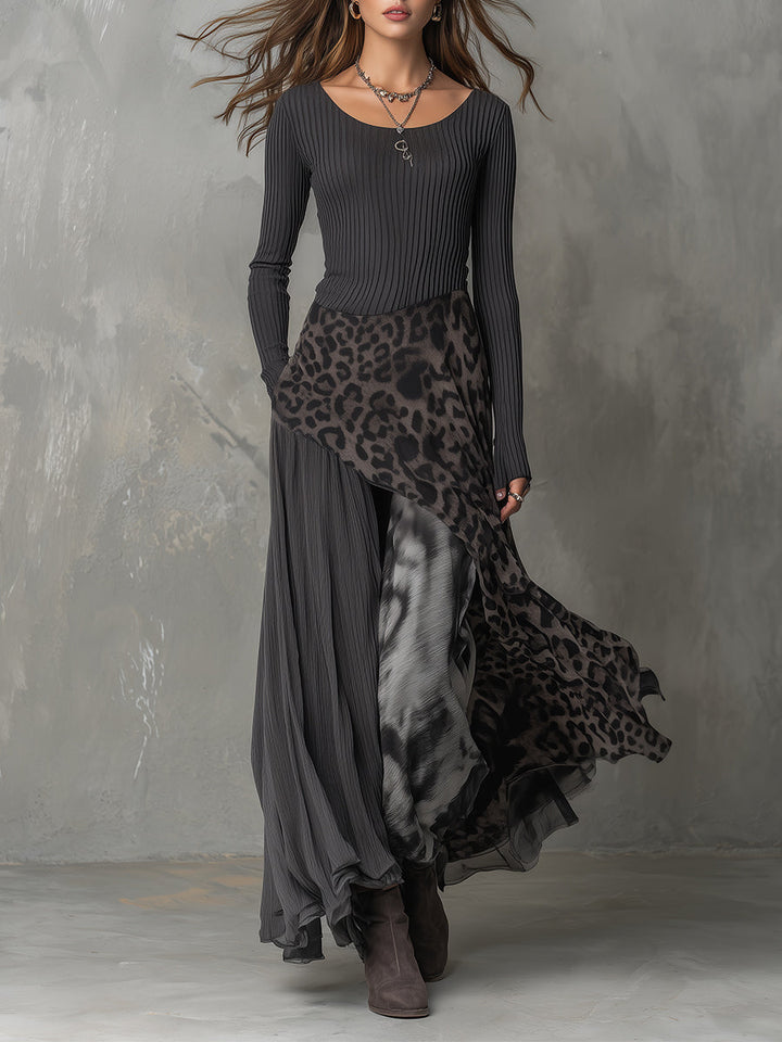 Carmen | Abito maxi boho con stampa leopardata 0
