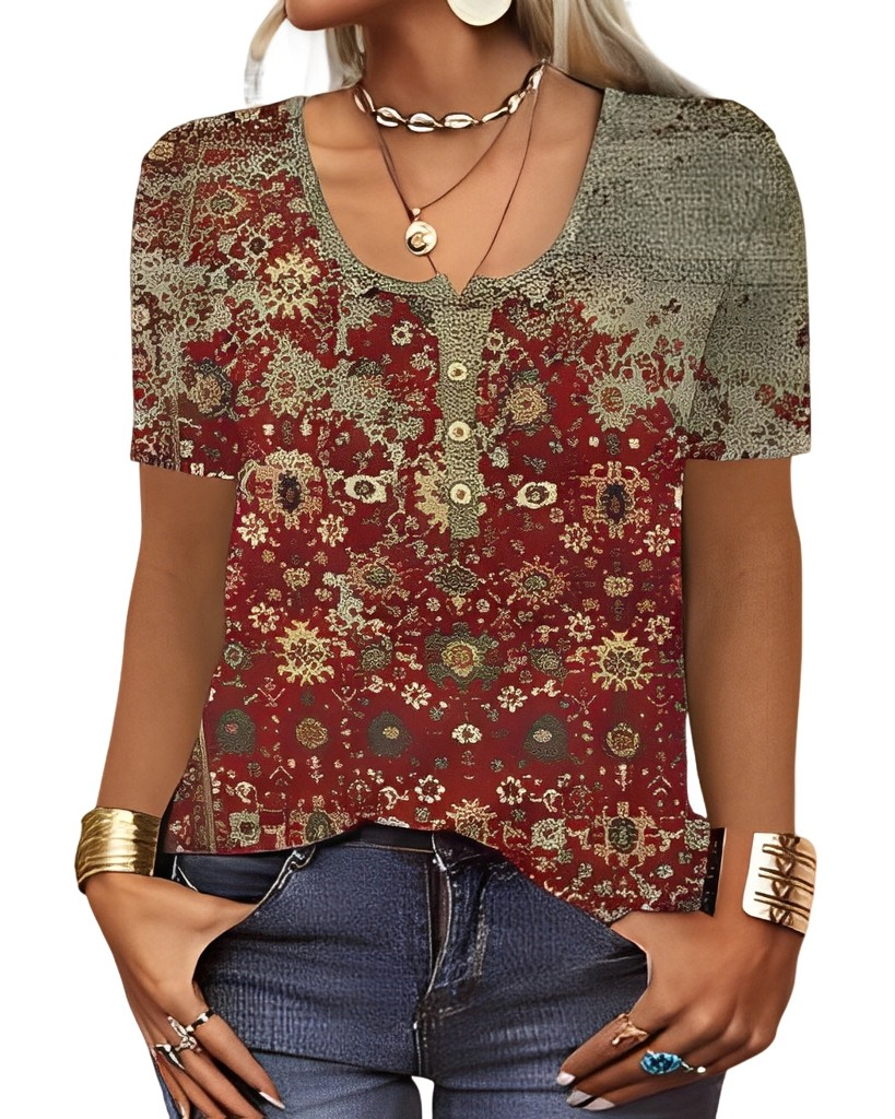 Charlee - Blusa Boho morbida con scollo a V per donne 0