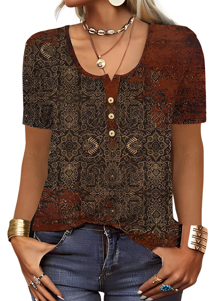 Charlee - Blusa Boho morbida con scollo a V per donne 3