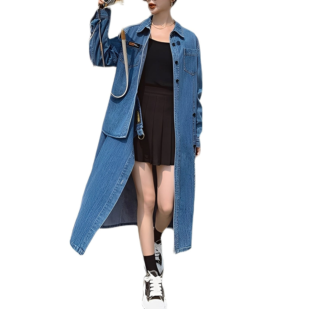 Christabel - Abito di jeans retro lungo con tasche per donne 0