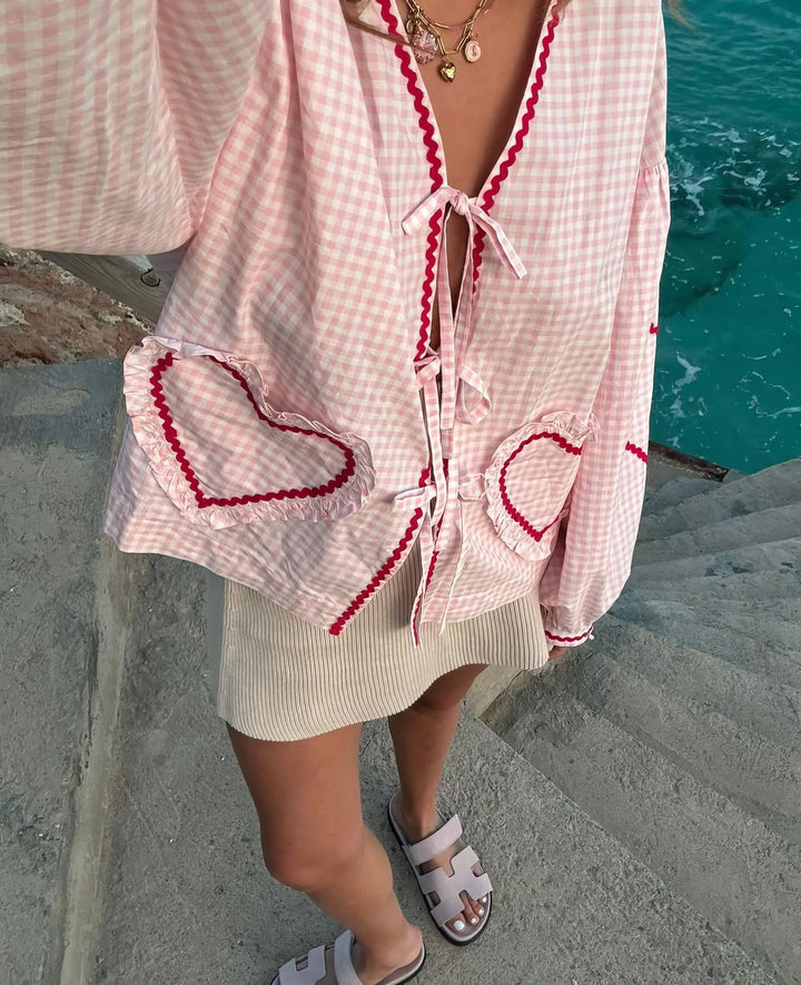 Claudia – Blusa Gingham con Fiocco 2