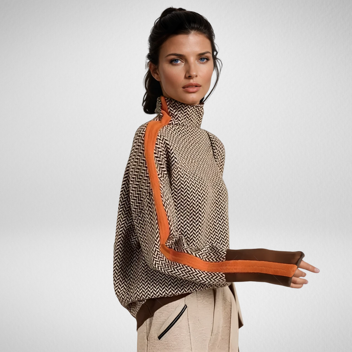 Clémence | Maglione a collo alto con righe a contrasto 1