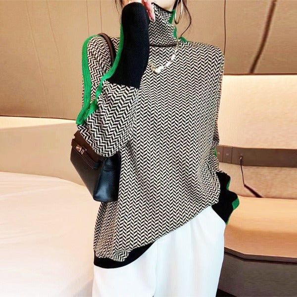 Clémence | Maglione a collo alto con righe a contrasto 4