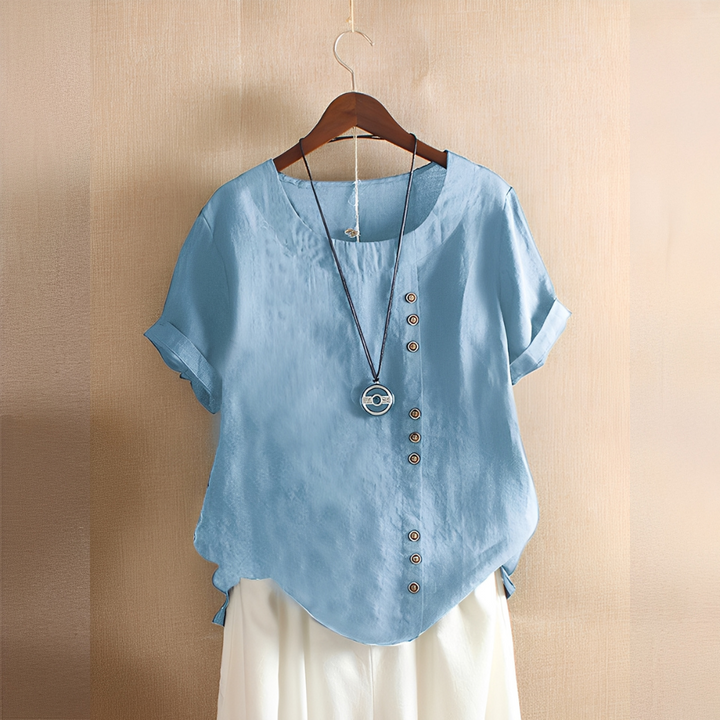 Corrine - Classica blusa in lino a vestibilità ampia per donne 0
