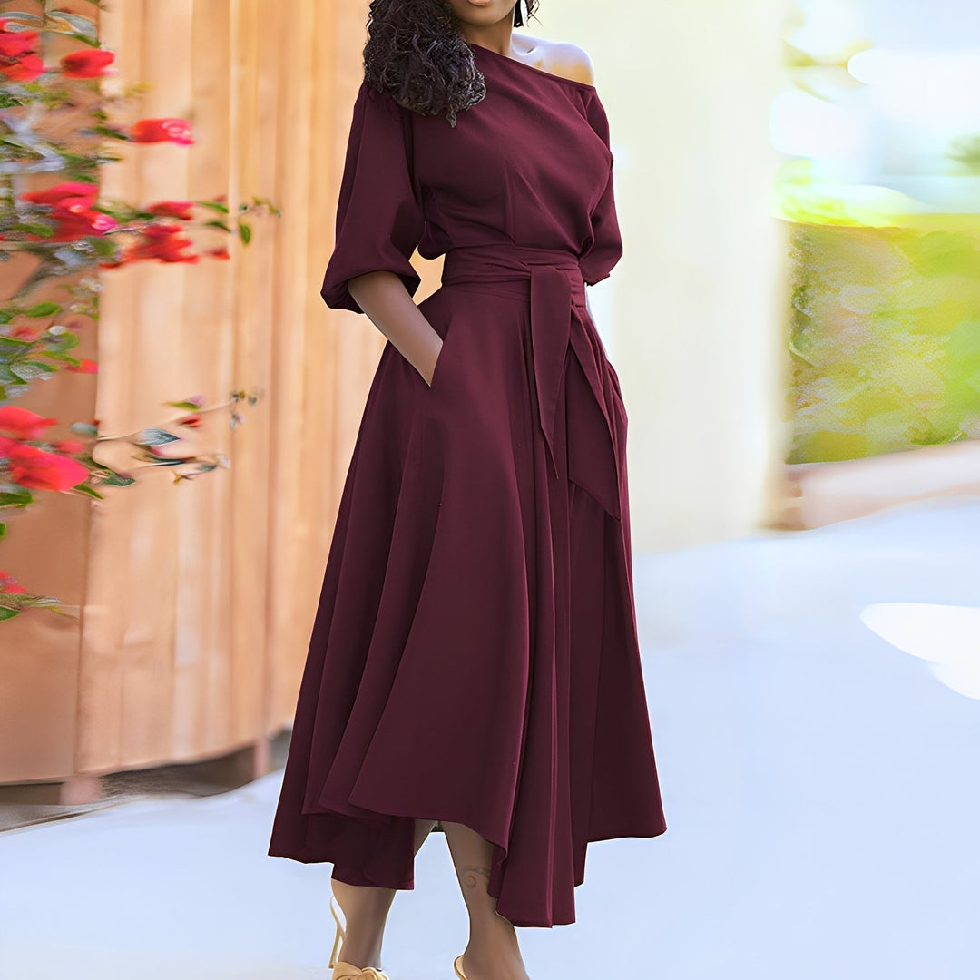 Dahlia - Elegante abito senza spalline con cintura per donne 2