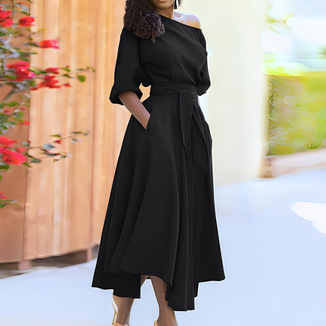 Dahlia - Elegante abito senza spalline con cintura per donne 3