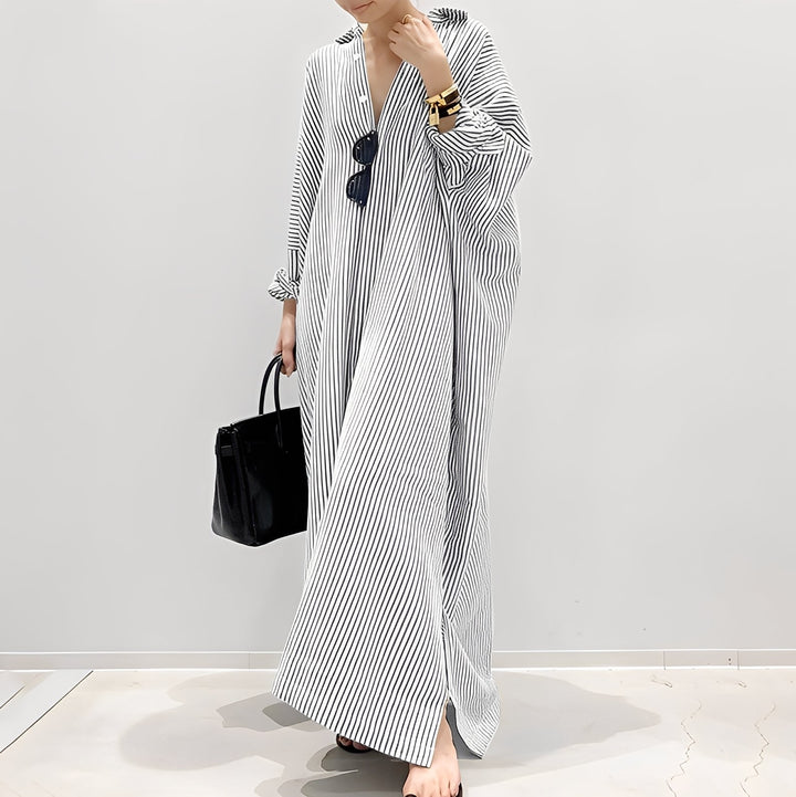 Davida - Abito camicia a righe casual per donne 0