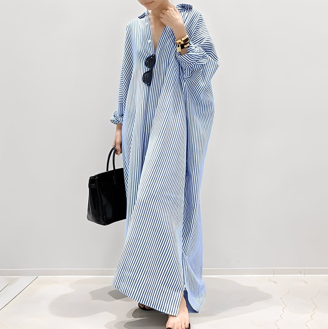 Davida - Abito camicia a righe casual per donne 1