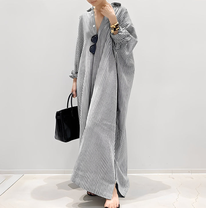 Davida - Abito camicia a righe casual per donne 3