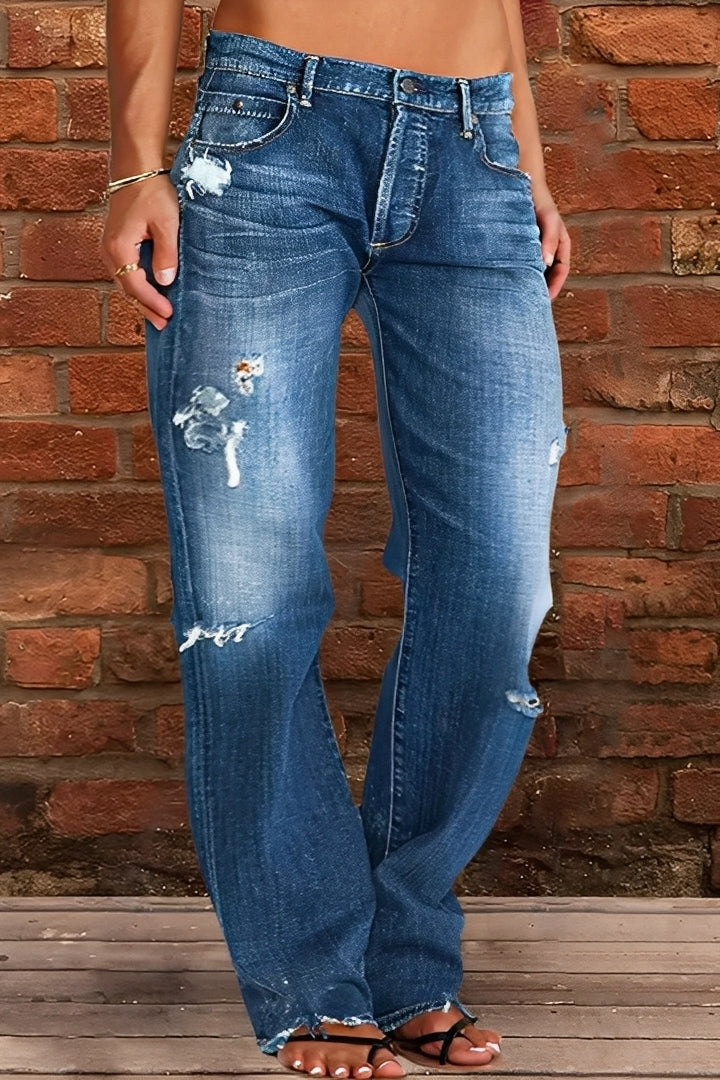 Demetria - Classiche Jeans Lavati a Vita Bassa per Donne 0