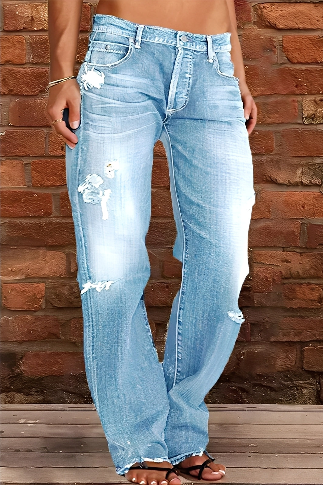Demetria - Classiche Jeans Lavati a Vita Bassa per Donne 4