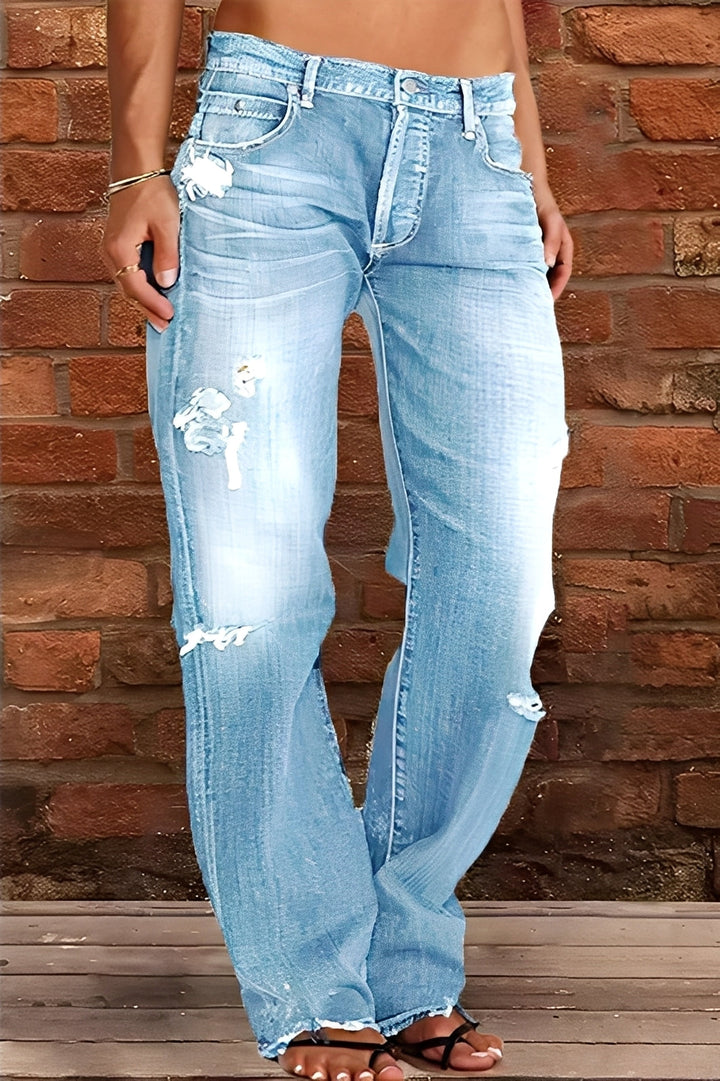 Demetria - Classiche Jeans Lavati a Vita Bassa per Donne 4