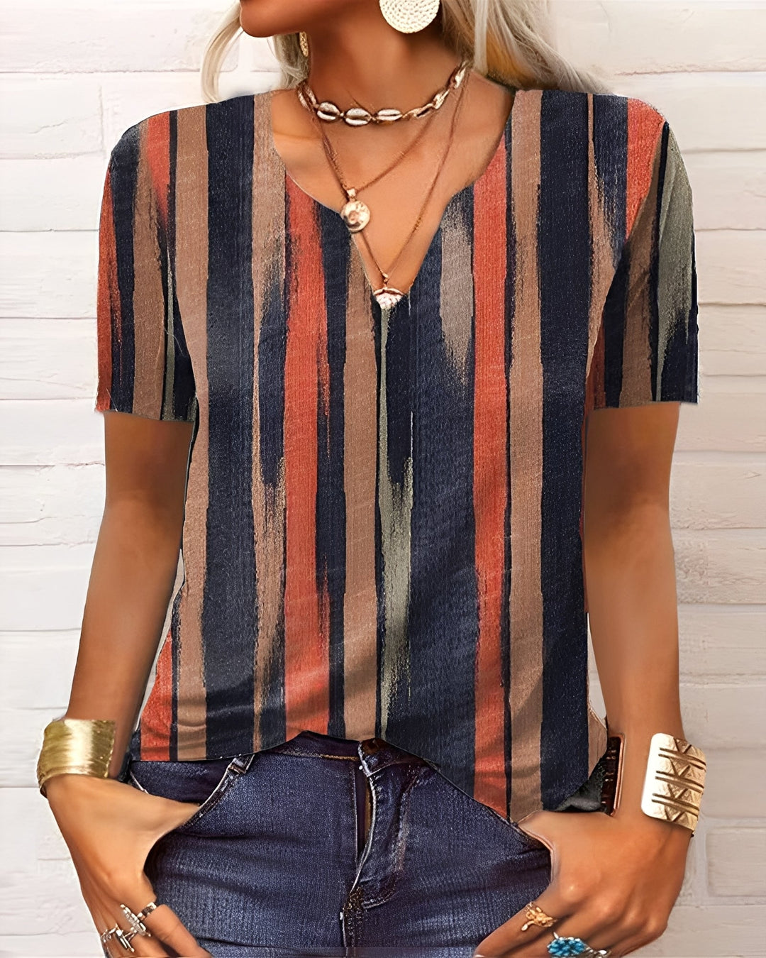 Denise - Blusa boho con scollo a V e bottoni per donne 6