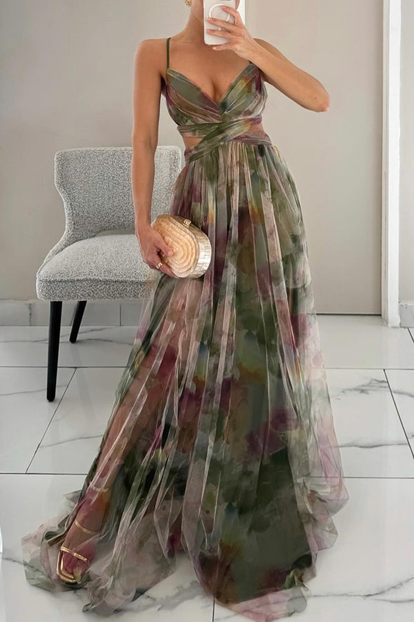 Donita- Elegante abito lungo con allacciatura e stampa 9