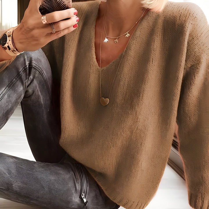 Dorris - Pullover casual e semplice con maniche lunghe per donne 2