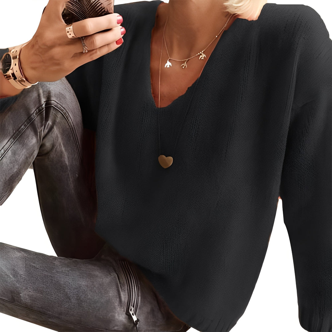Dorris - Pullover casual e semplice con maniche lunghe per donne 5
