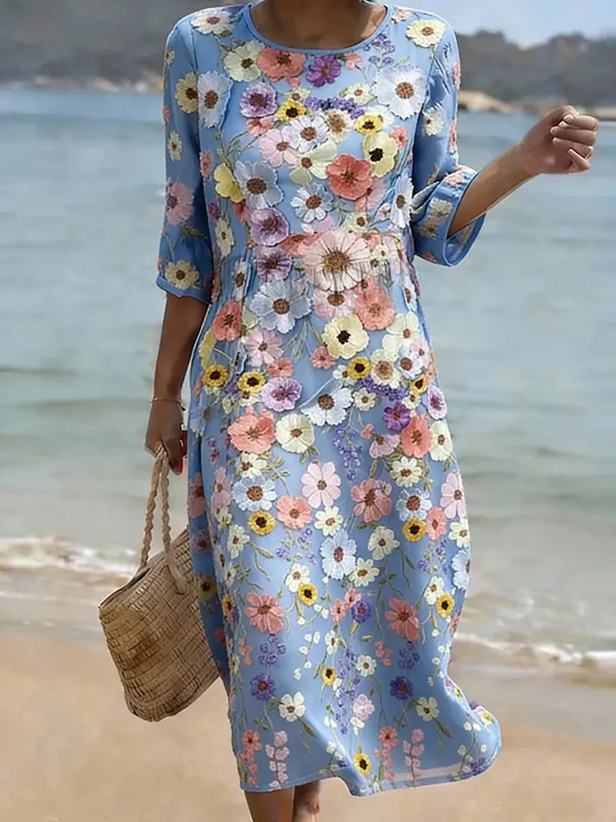 Elara | Vestito Midi Floreale in Piena Fioritura 0