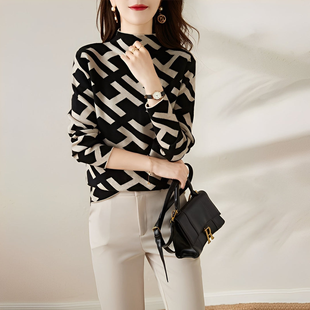 Eleanor - Maglia a maniche lunghe con stampa elegante per donne 1