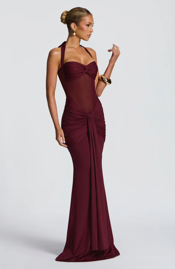 Elettra™ | Abito Lungo Halter con Drappeggio Scultoreo 1