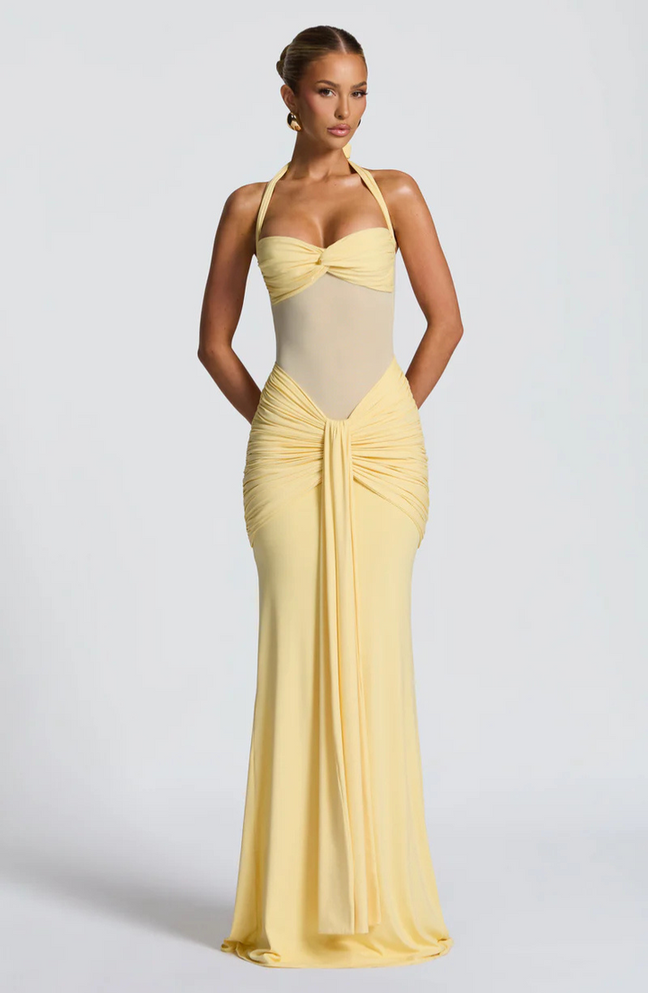 Elettra™ | Abito Lungo Halter con Drappeggio Scultoreo 6