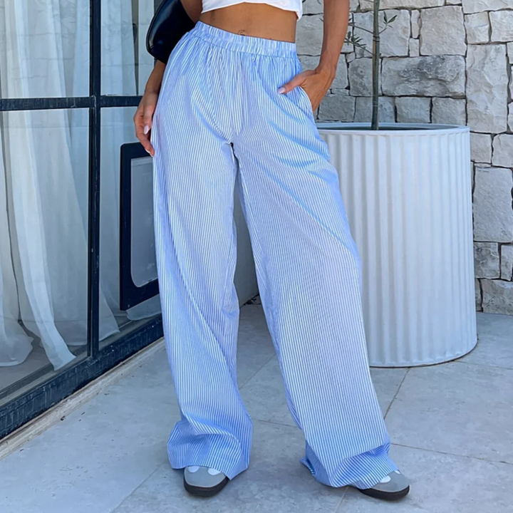 Elis – Pantaloni Donna Gamba Larga a Vita Alta 2