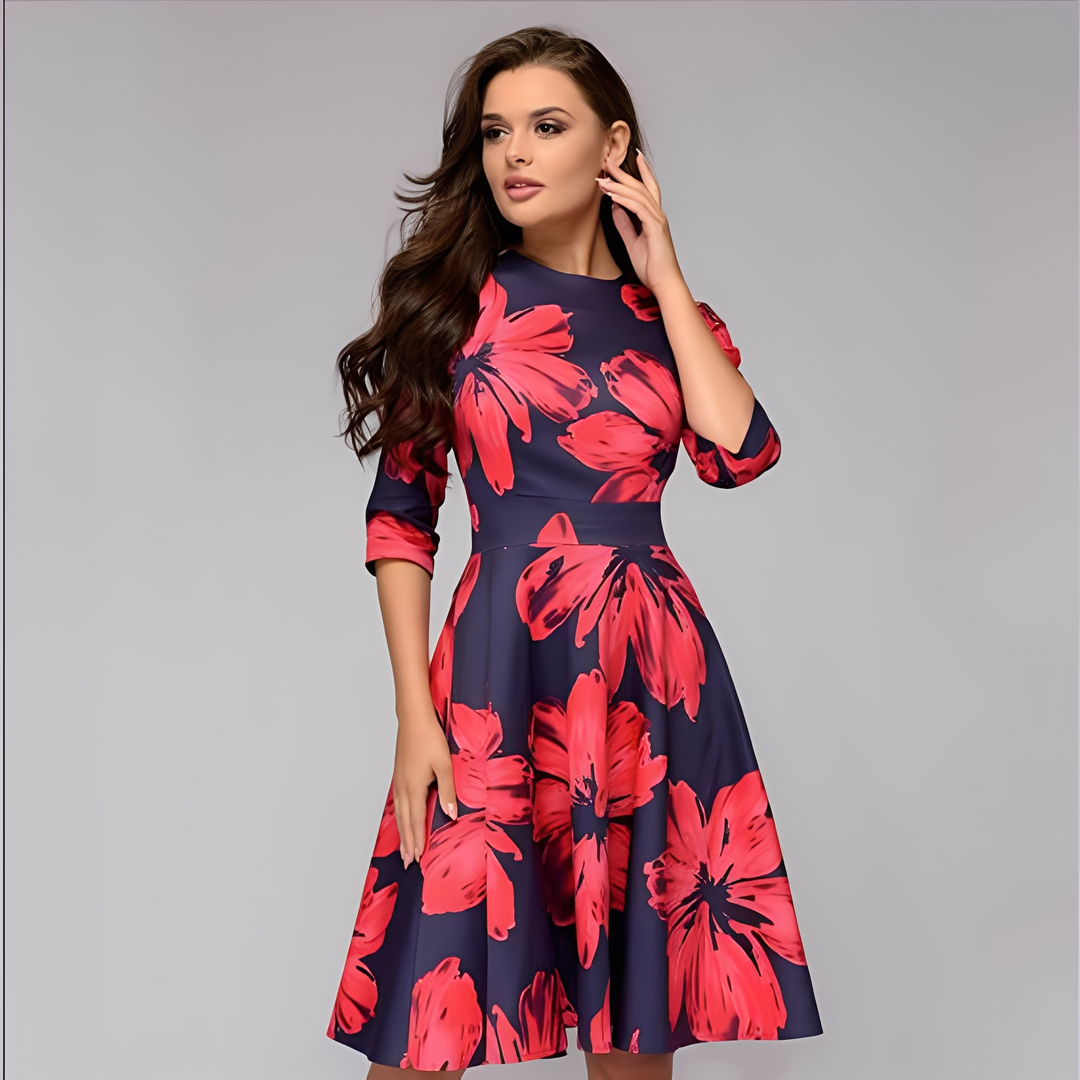 Elisabeth - Elegante abito a maniche lunghe con motivo floreale per donne 1