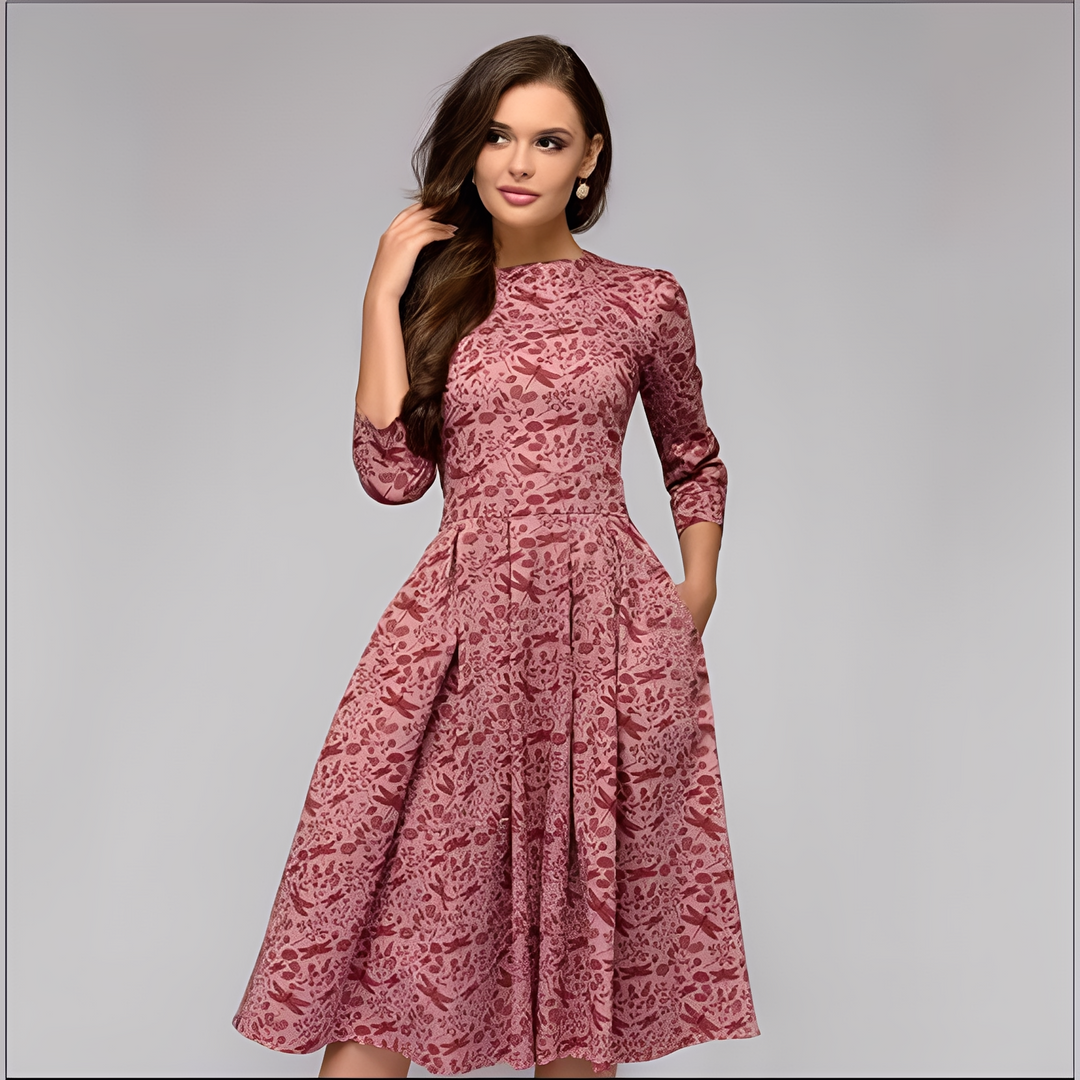 Elisabeth - Elegante abito a maniche lunghe con motivo floreale per donne 3