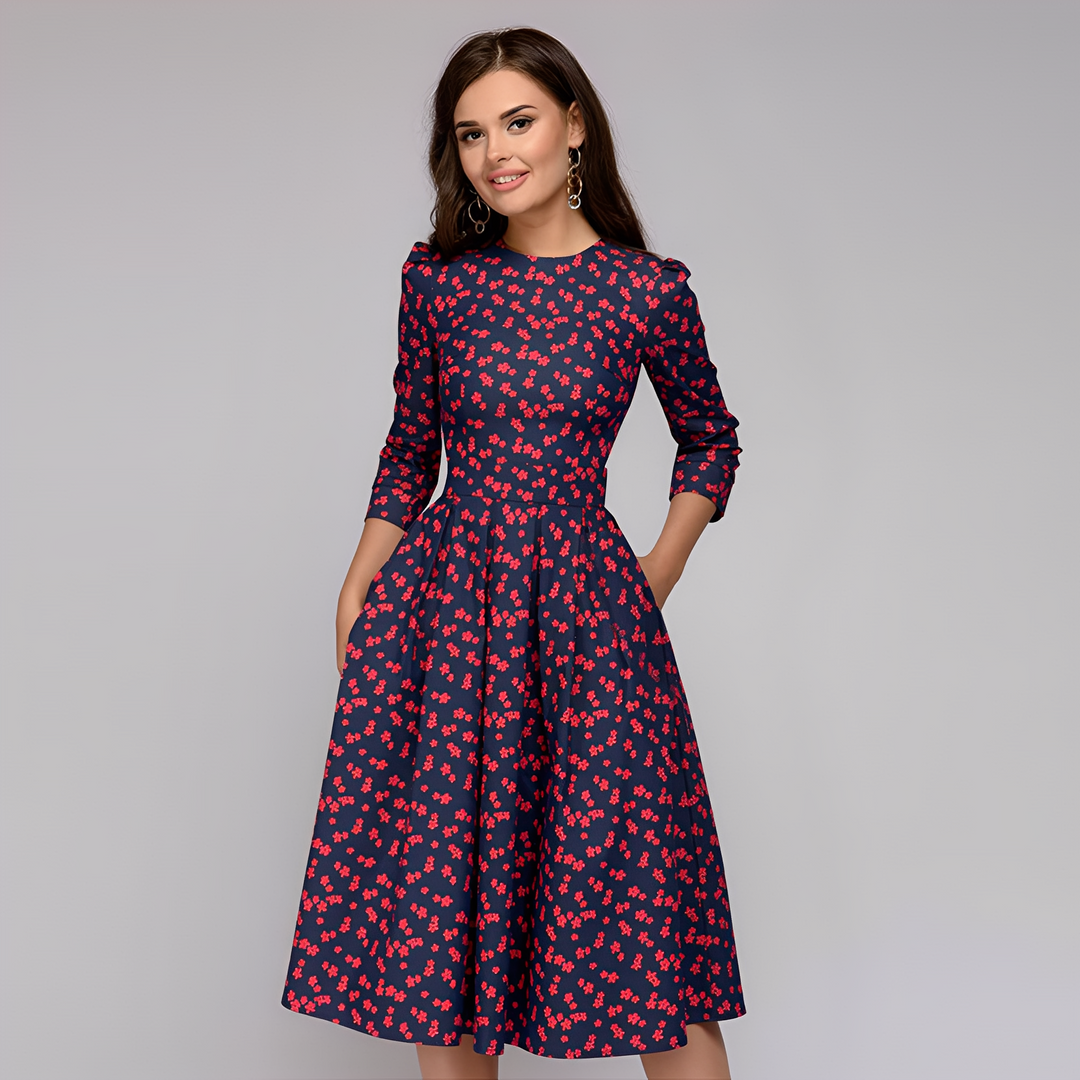 Elisabeth - Elegante abito a maniche lunghe con motivo floreale per donne 4